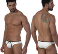 White metroMalewear lasso bikini briefs with black trim for men lightweight and comfortable underwear
