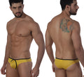 Yellow athletic briefs with black trim and front pouch design by metromalewear lasso bikini yellow 2009-15