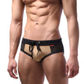 Tan and black mesh swim trunks with drawstring waistband from metromalewear layered swim brief gold 4924-22