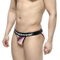 Pink metallic leather briefs with a black chromalewear logo waistband metro malewear leather bikini 3004-f02