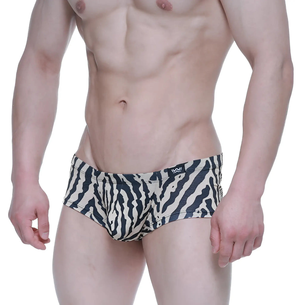 Metro male wear leopard trunk 2125-69 black and white zebra-striped men’s briefs with black logo on waistband