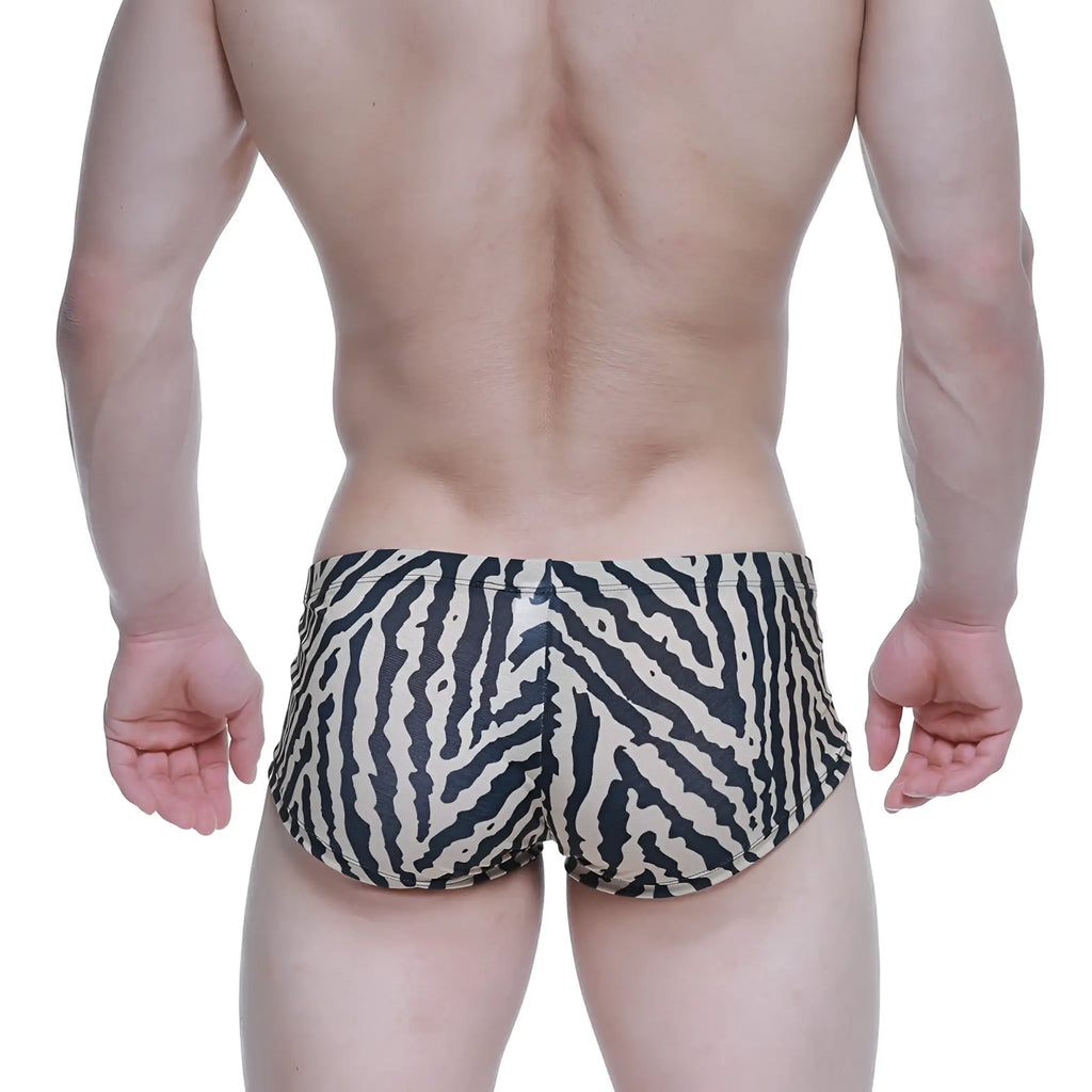 MetroMalewear leopard trunk 2125-69 black and white zebra-striped men’s swim trunks ideal for beachwear