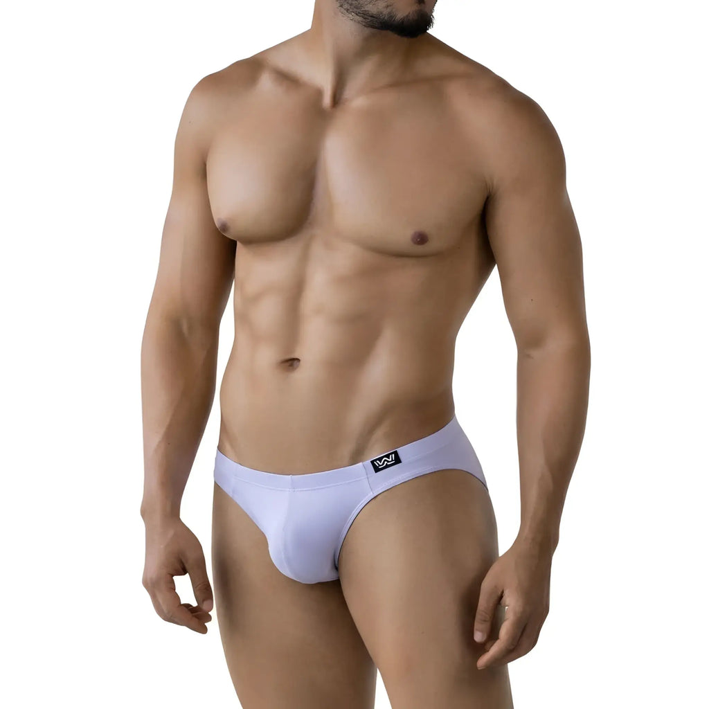 White men’s briefs metro male wear lilac bikini 5103-m04 with black logo waistband and comfortable fit