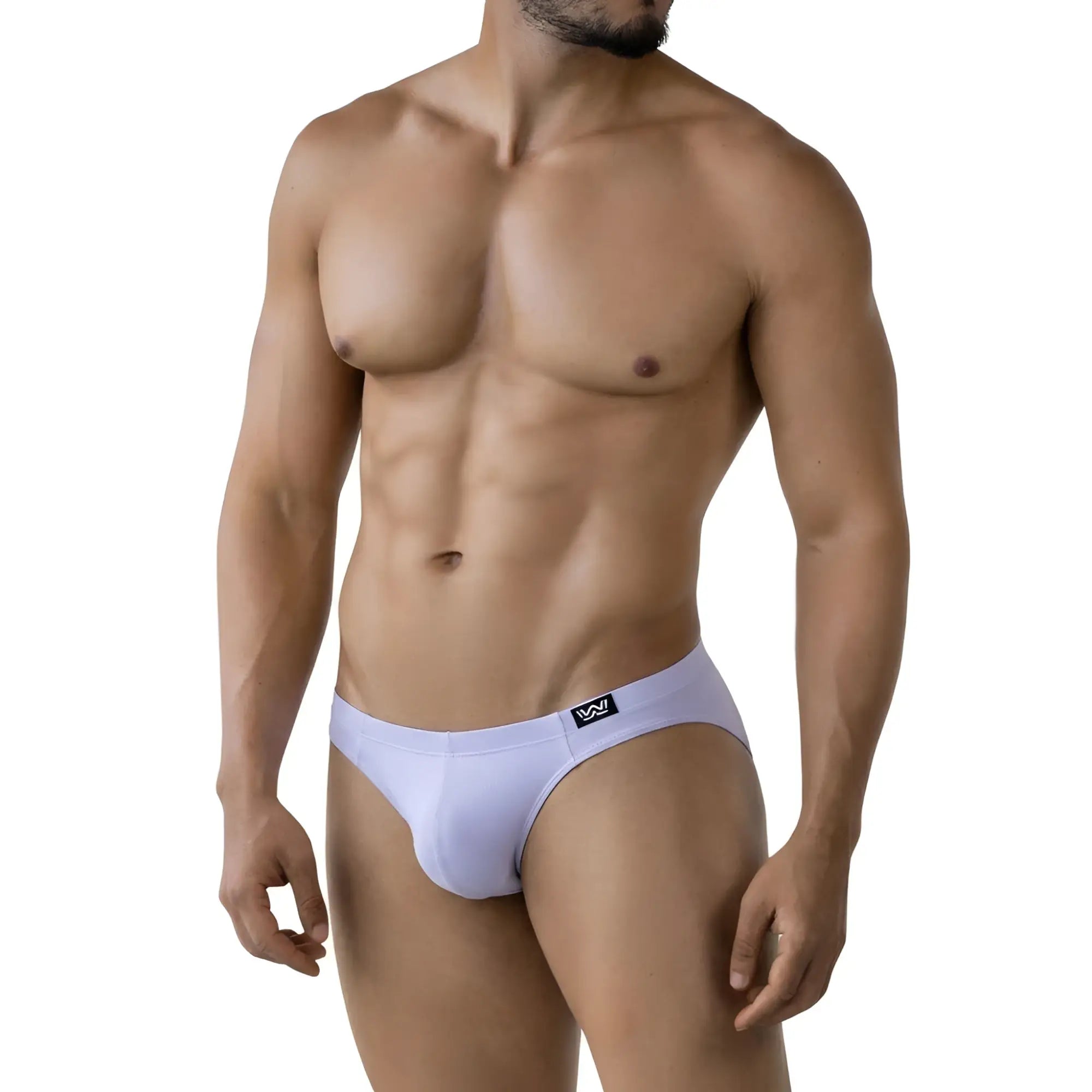 White men’s briefs metro male wear lilac bikini 5103-m04 with black logo waistband and comfortable fit