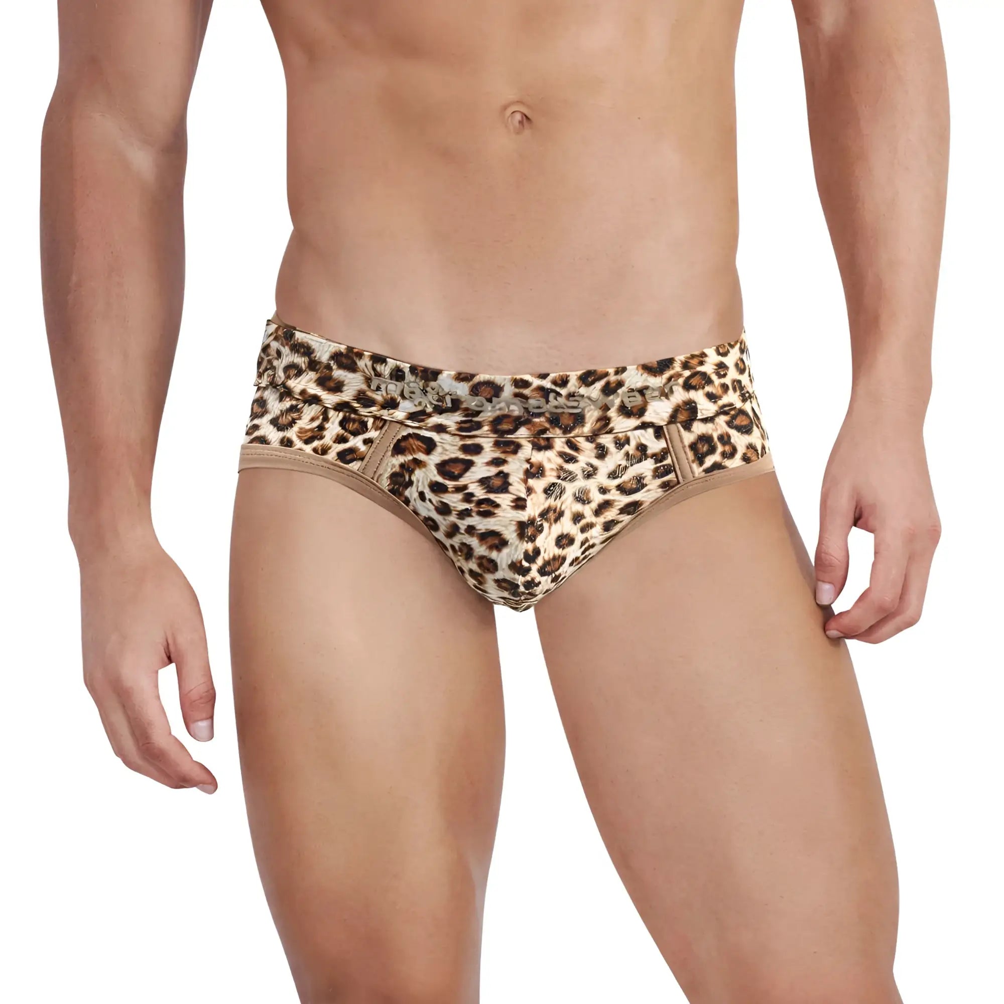 MetroMaleWear limited edition animal brief yellow 5203-65 leopard print with beige brown pattern and elastic waistband