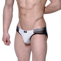 Metro male wear lobo hip brief gray 5303-10 with white and black mesh-trimmed sleek modern design briefs