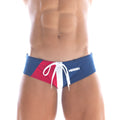 MetroMaleWear lowrise swim brief navy with blue and red trunks white drawstring and milly branding