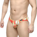 Metro male wear lujo bikini red 5103-45 red and white swim trunks with bold gold chain pattern