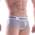 MetroMaleWear lux short boxer beige 2026-51 gray men’s briefs with white elastic waistband and dark gray logo pattern