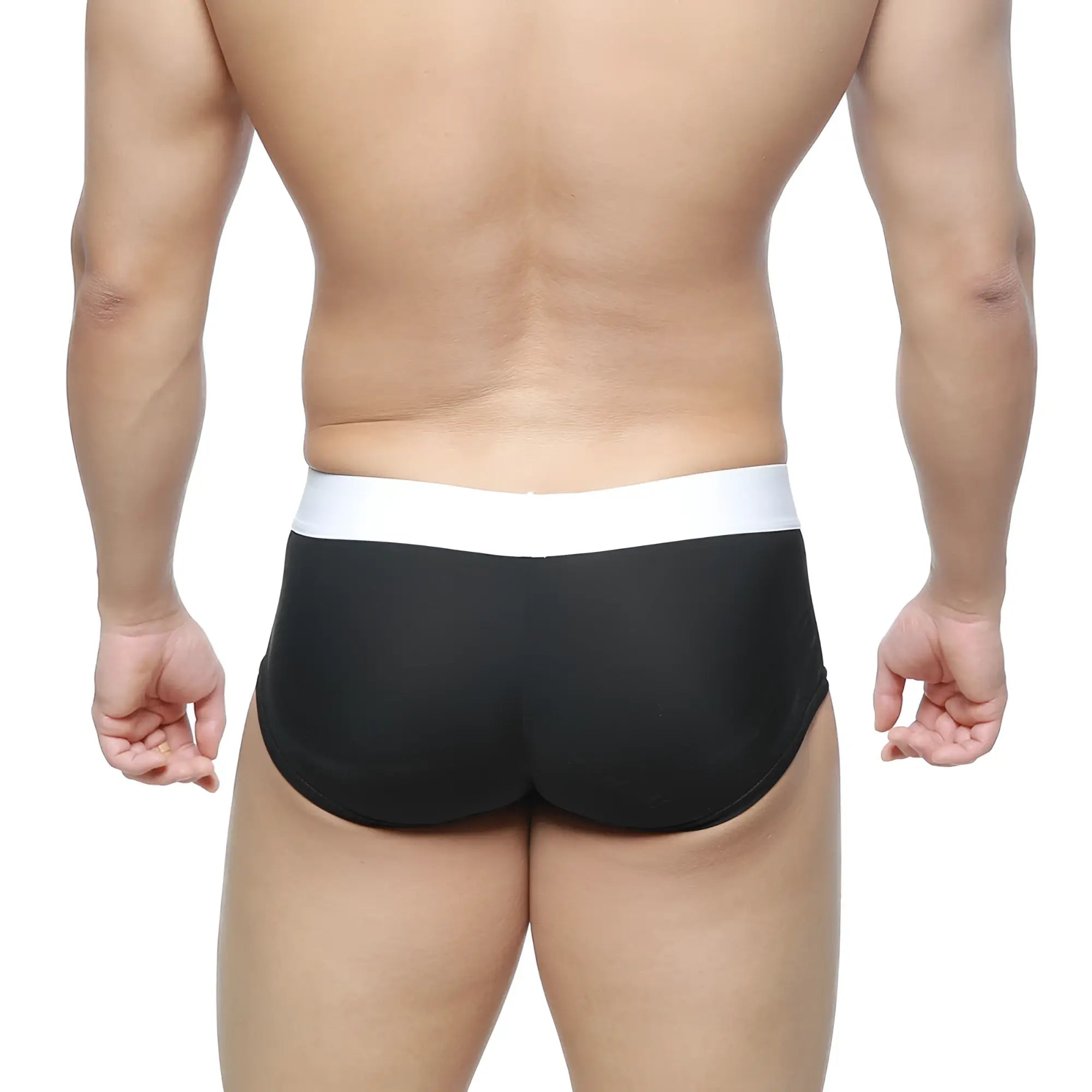 MetroMaleWear M2W MAX boxer oscuridad 3013-22 black briefs with contrasting white waistband for comfortable wear