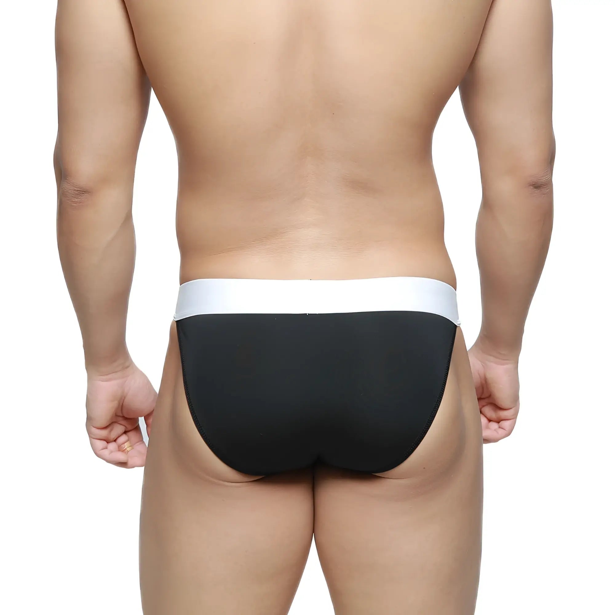 Black briefs with a white waistband metroMalewear M2W pocket bikini oscuridad 3105-22 front view