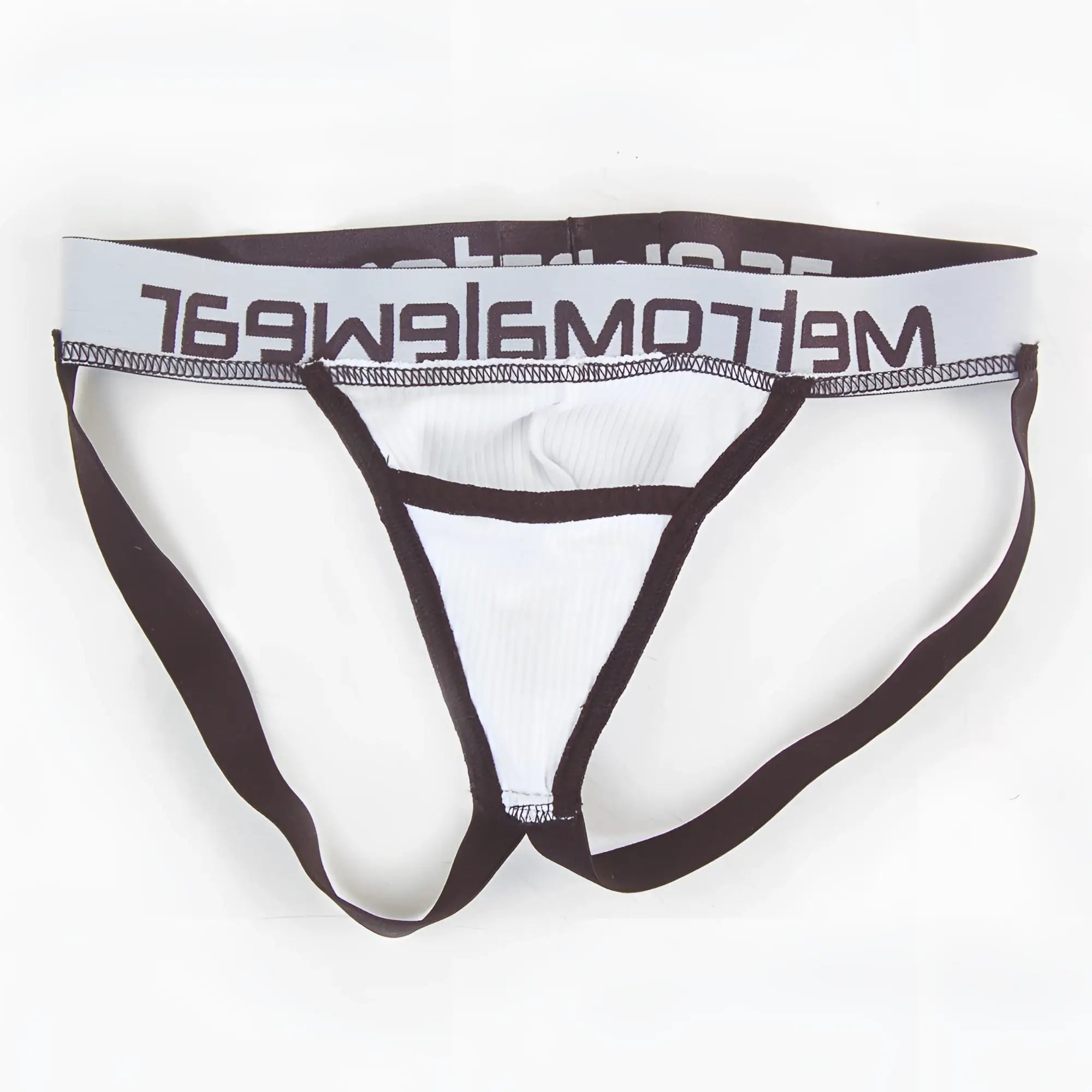 White and black ribbed men’s briefs with meltomg waistband from metromalewear magic jock strap white 2911-00