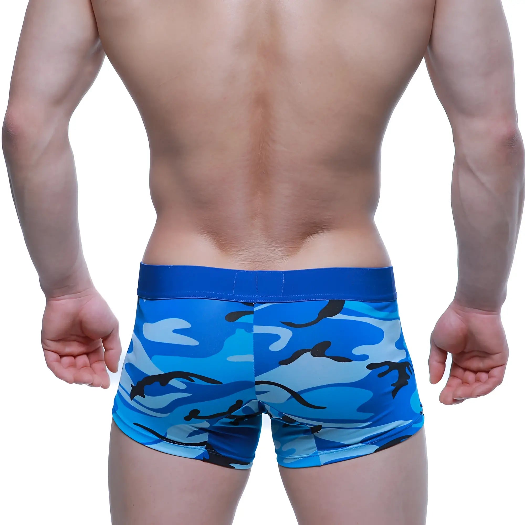 MetroMaleWear Maintenant boxer brief blue 2122-70 with blue camouflage pattern and solid blue waistband for men