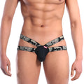 MetroMaleWear mask jock strap black 1021-20 with black camouflage pouch and elastic straps for support