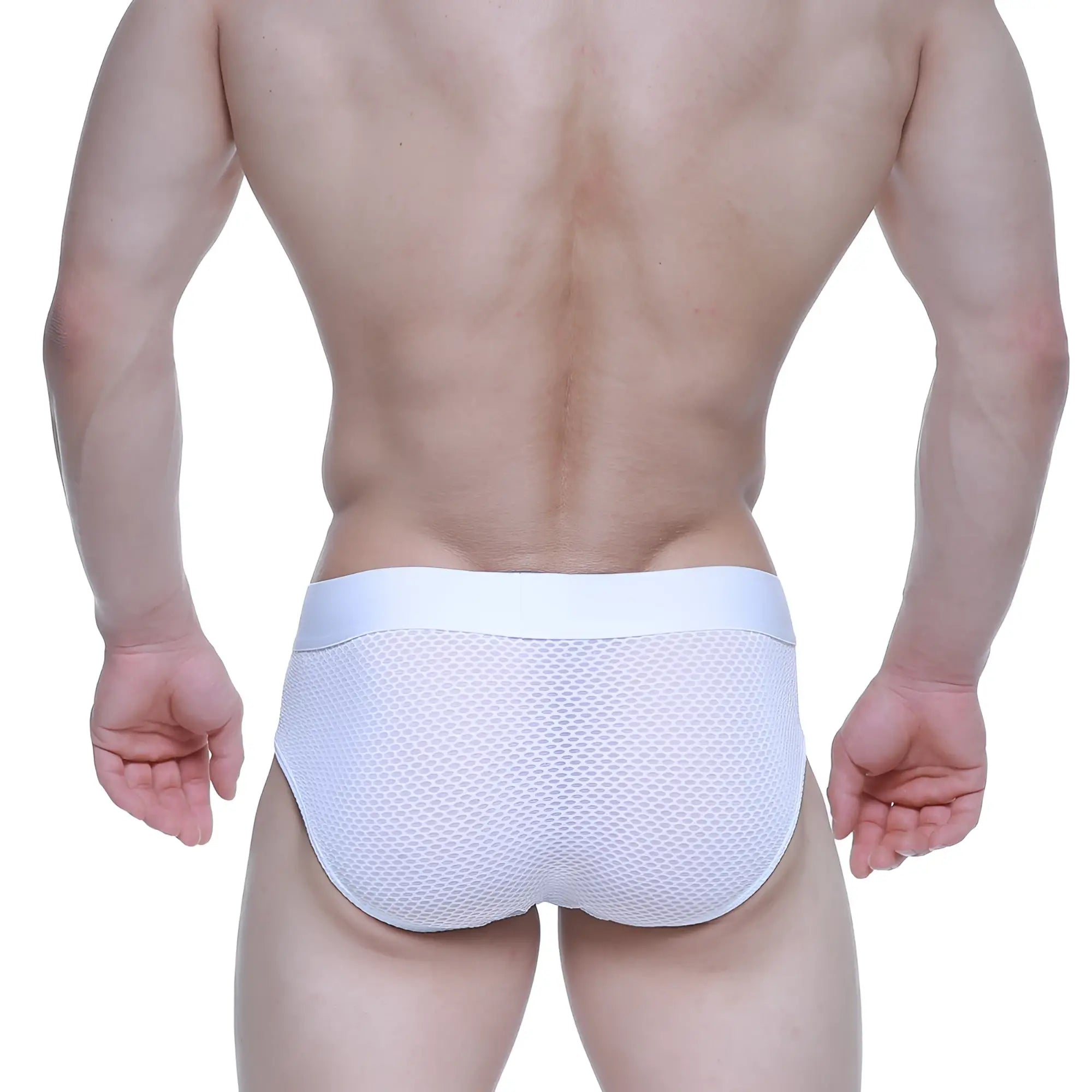MetroMaleWear matrix brief white 5003-51 white mesh briefs with solid white waistband for comfortable support