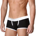 Black men’s briefs metro male wear max boxer contrast black with white elastic waistband and subtle metrome logo on side