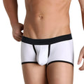 White men’s briefs metroMalewear max boxer contrast with black elastic waistband and supportive pouch design