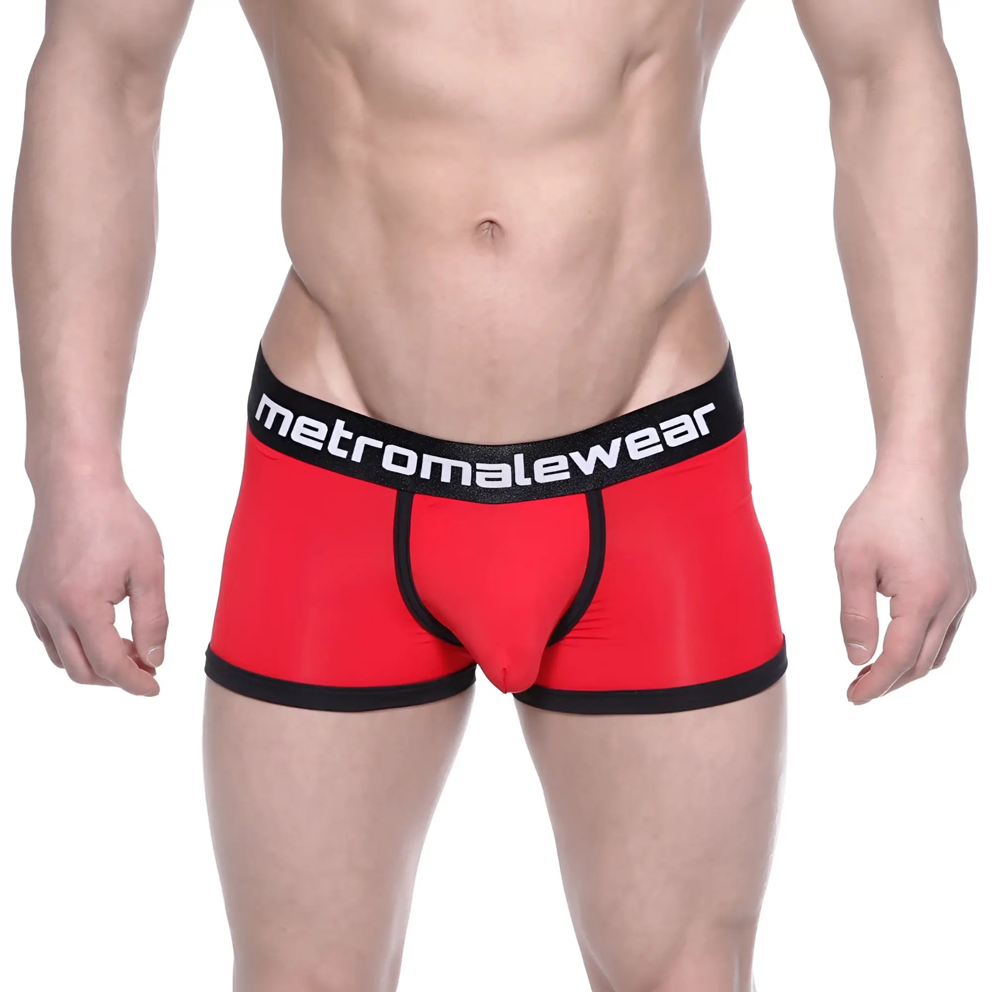 Red and black metromalewear max bulge boxer brief 1513-12 with sleek form-fitting design for everyday wear