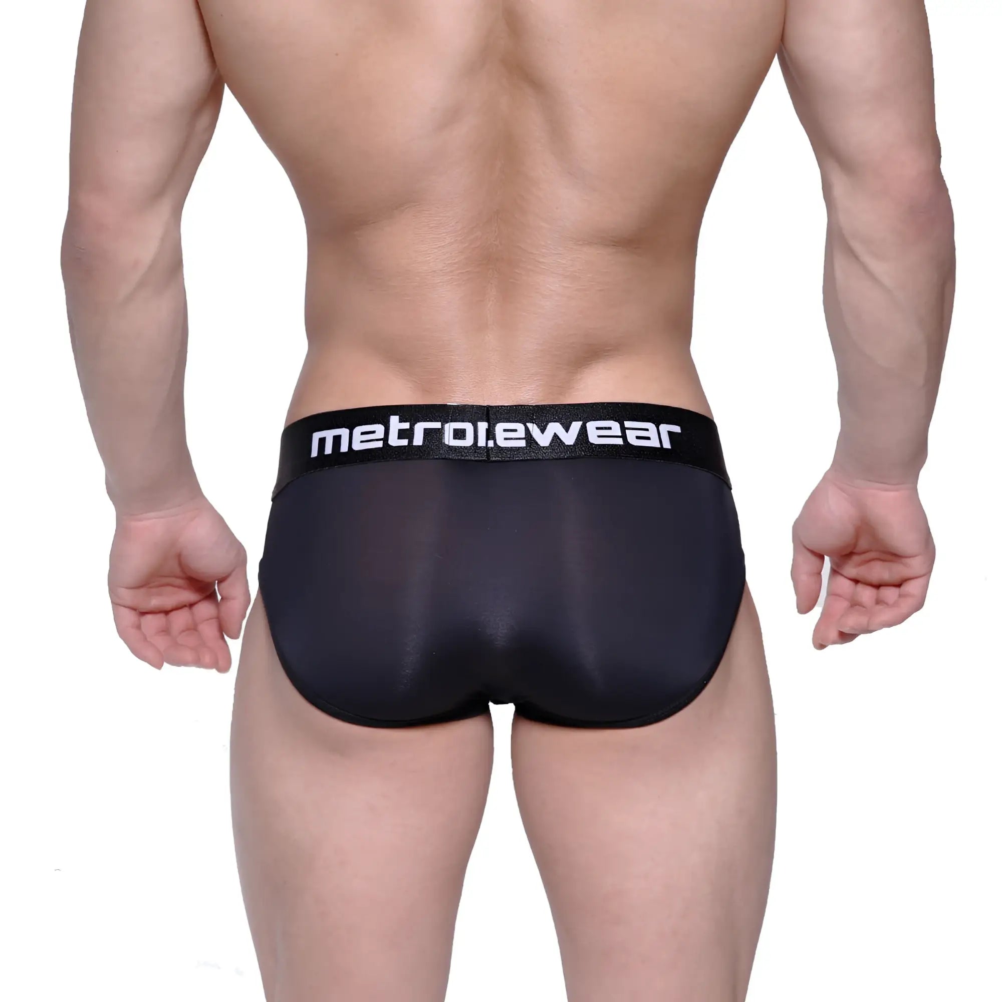 Black metrowear max bulge brief 1503-20 with sleek form-fitting design and subtle sheen for comfortable support