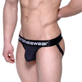 Black mens briefs with white metromalewear logo on waistband from metro male wear max bulge jock strap black 1511-20