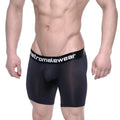 Black metromalewear max long boxer briefs with smooth form-fitting fabric and white branded waistband
