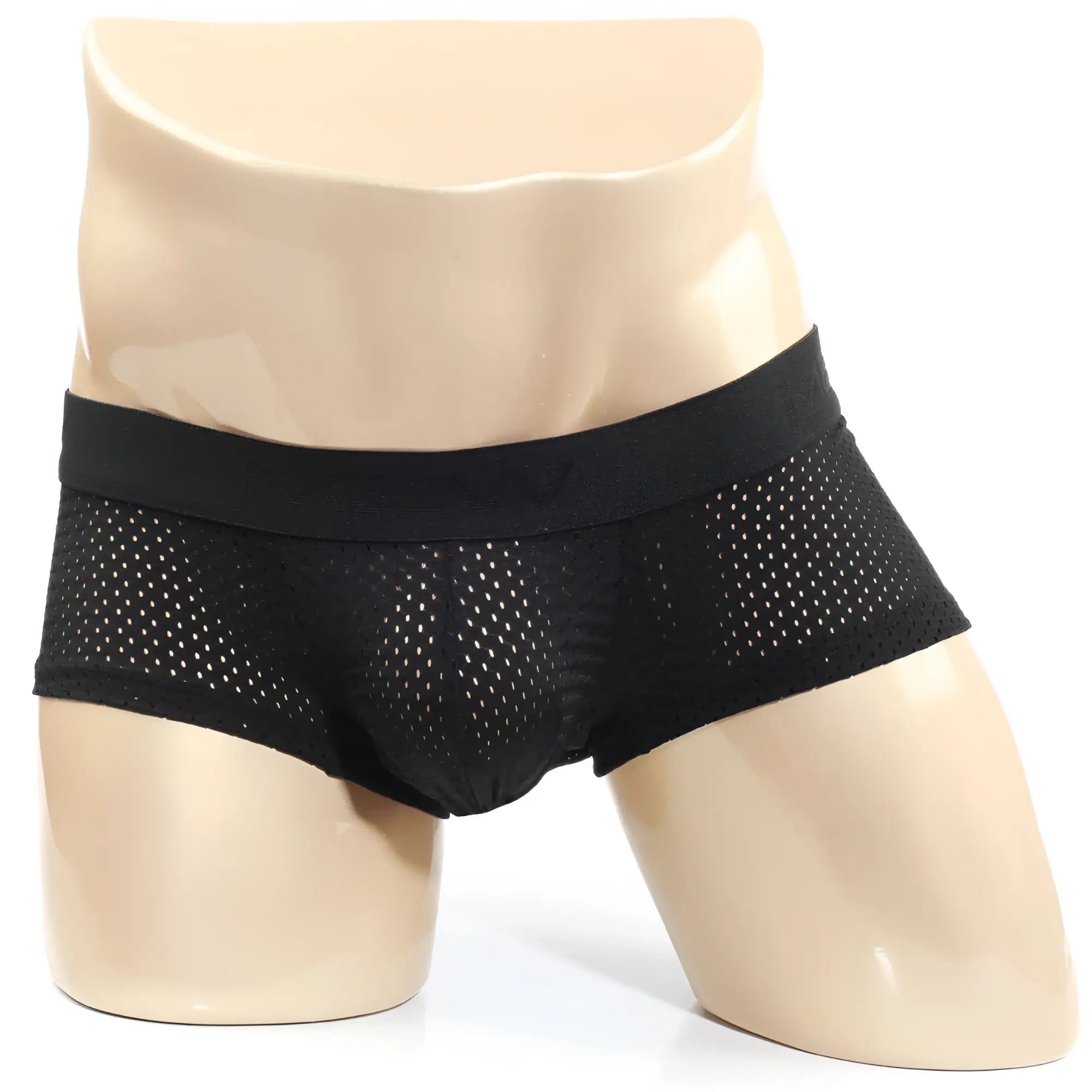 MetroMalewear max mesh boxer black 3013-75 black mesh briefs with solid elastic waistband front view