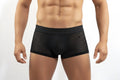 MetroMalewear max mesh boxer black 3013-75 men’s black mesh boxer briefs with solid waistband front view