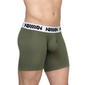 MetroMaleWear max mid cut olive green mesh boxer briefs with white waistband and black miiow branding khaki 8023-26