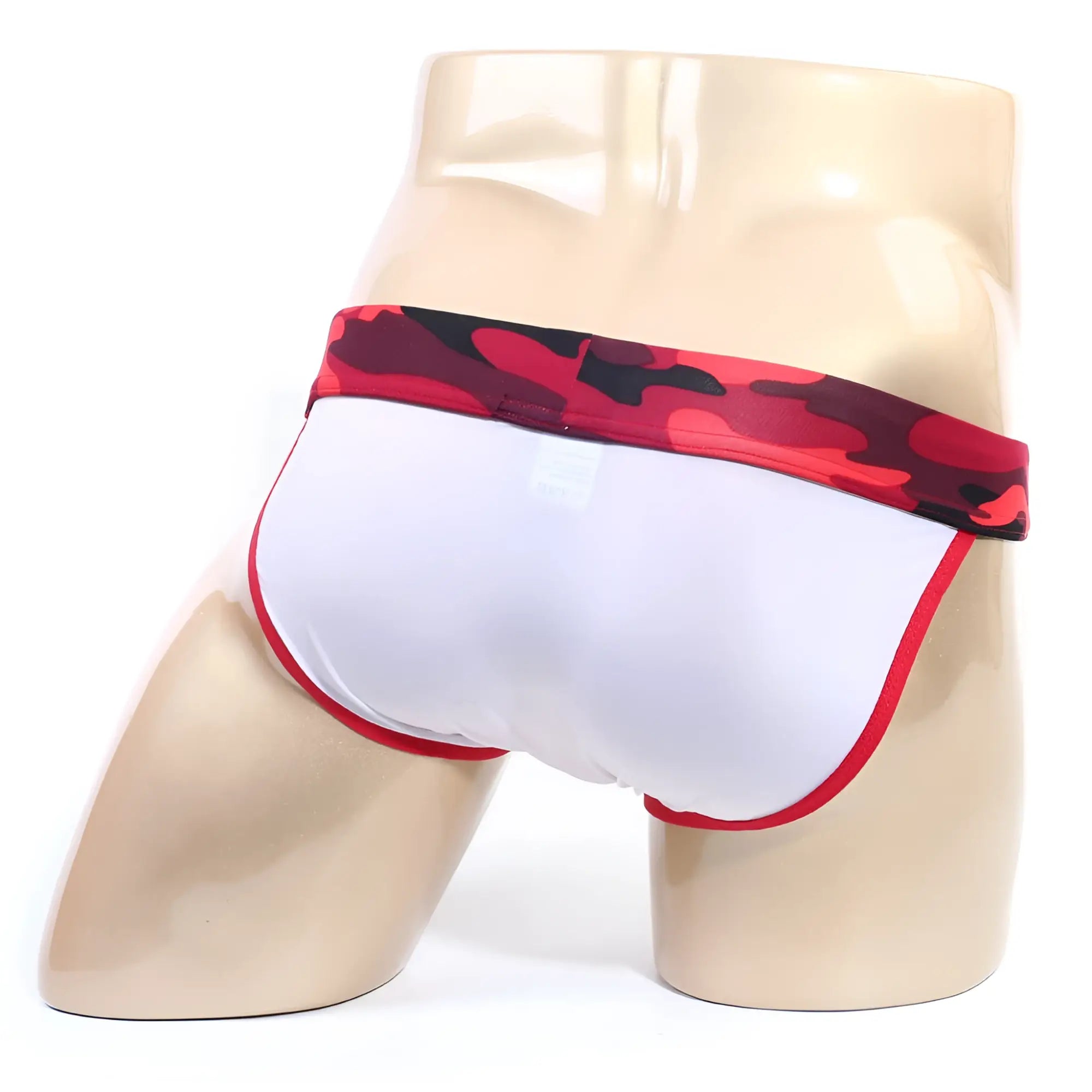 Metro male wear maxim bikini red 3304-50 white briefs with red and black camouflage waistband and red trim