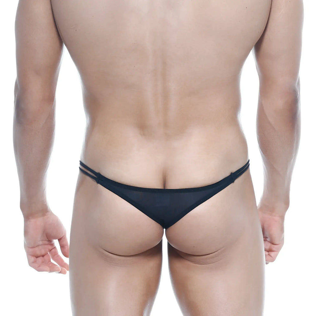 MetroMaleWear medio thong black 0002-20 is a black mesh thong with thin side straps for a sleek fit
