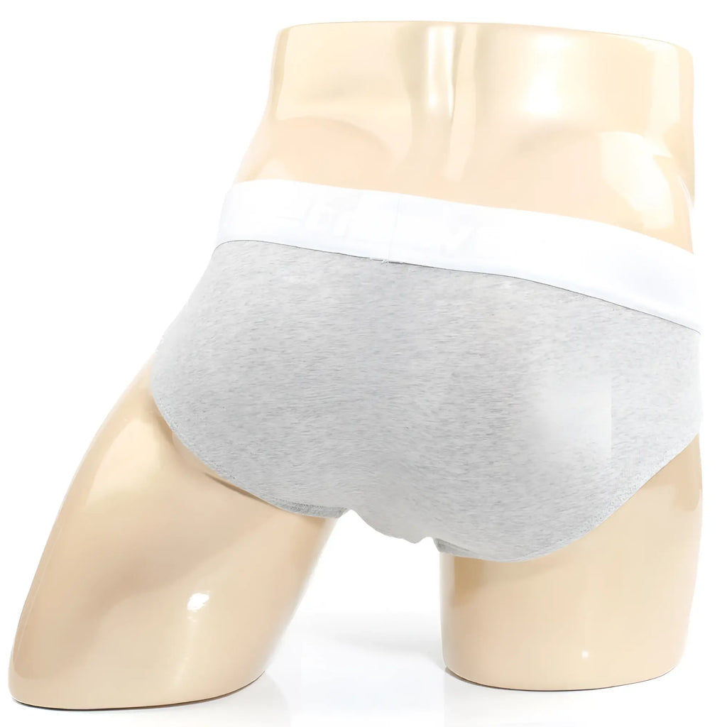 Gray heathered briefs with a white elastic waistband from MetroMaleWear melange brief 5003-09 collection