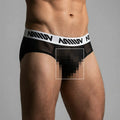 MetroMaleWear mesh hip brief black 5003-44 featuring black mesh and white elastic waistband with miiow logo