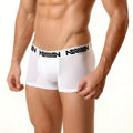 MetroMaleWear mesh short boxer briefs in white with a black logo band featuring breathable mesh fabric
