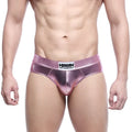 Shiny metallic pink briefs with a branded waistband from MetroMaleWear metal hip brief pink 5503-02 collection