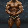Metro male wear metro muscle wear ajax competition suit gold black and gold athletic briefs with v-shaped design