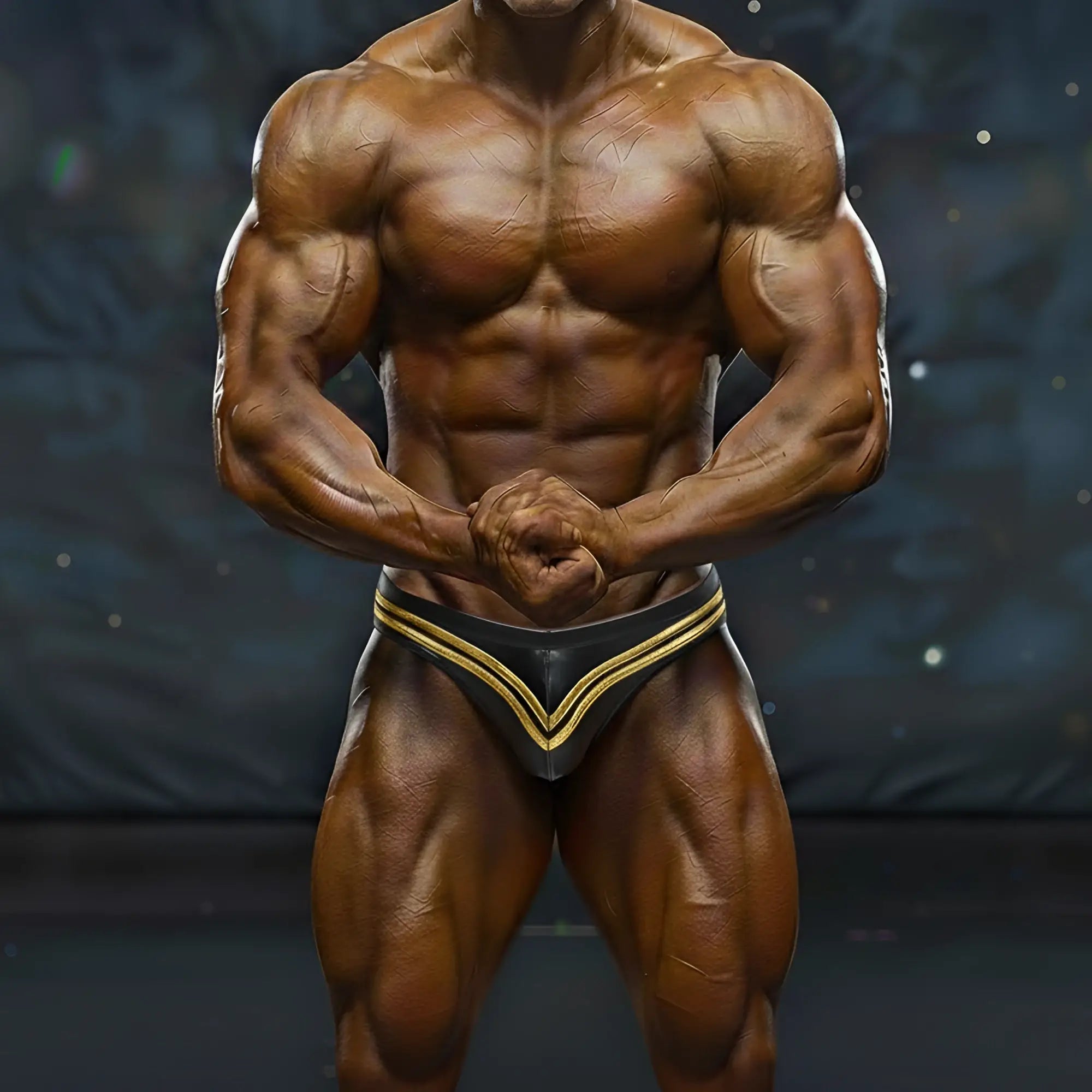 Metro male wear metro muscle wear ajax competition suit gold black and gold athletic briefs with v-shaped design