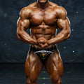 Black and gold athletic briefs by MetroMaleWear featuring a golden bull emblem for competition use