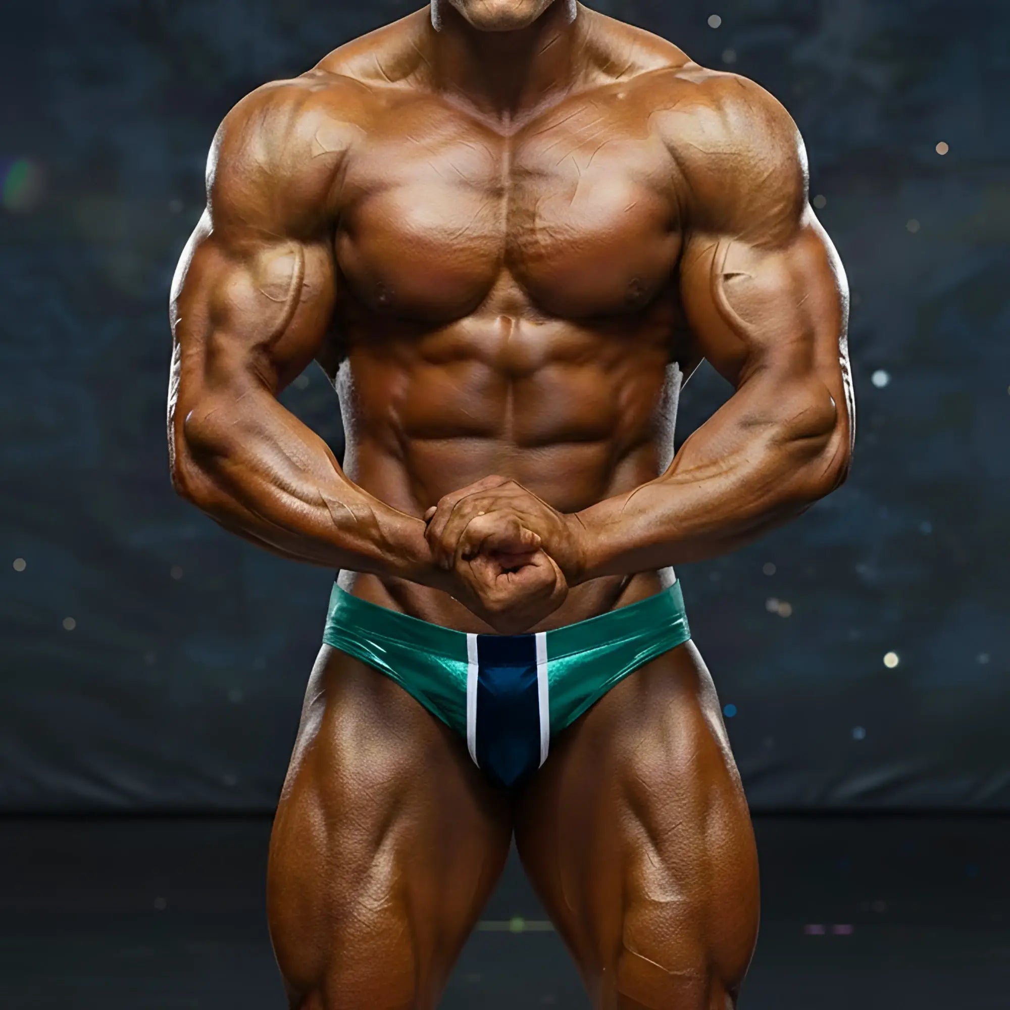 Tealmalewear metro musclewear green 4974-07 competitive bodybuilding briefs in teal and white stripes for men