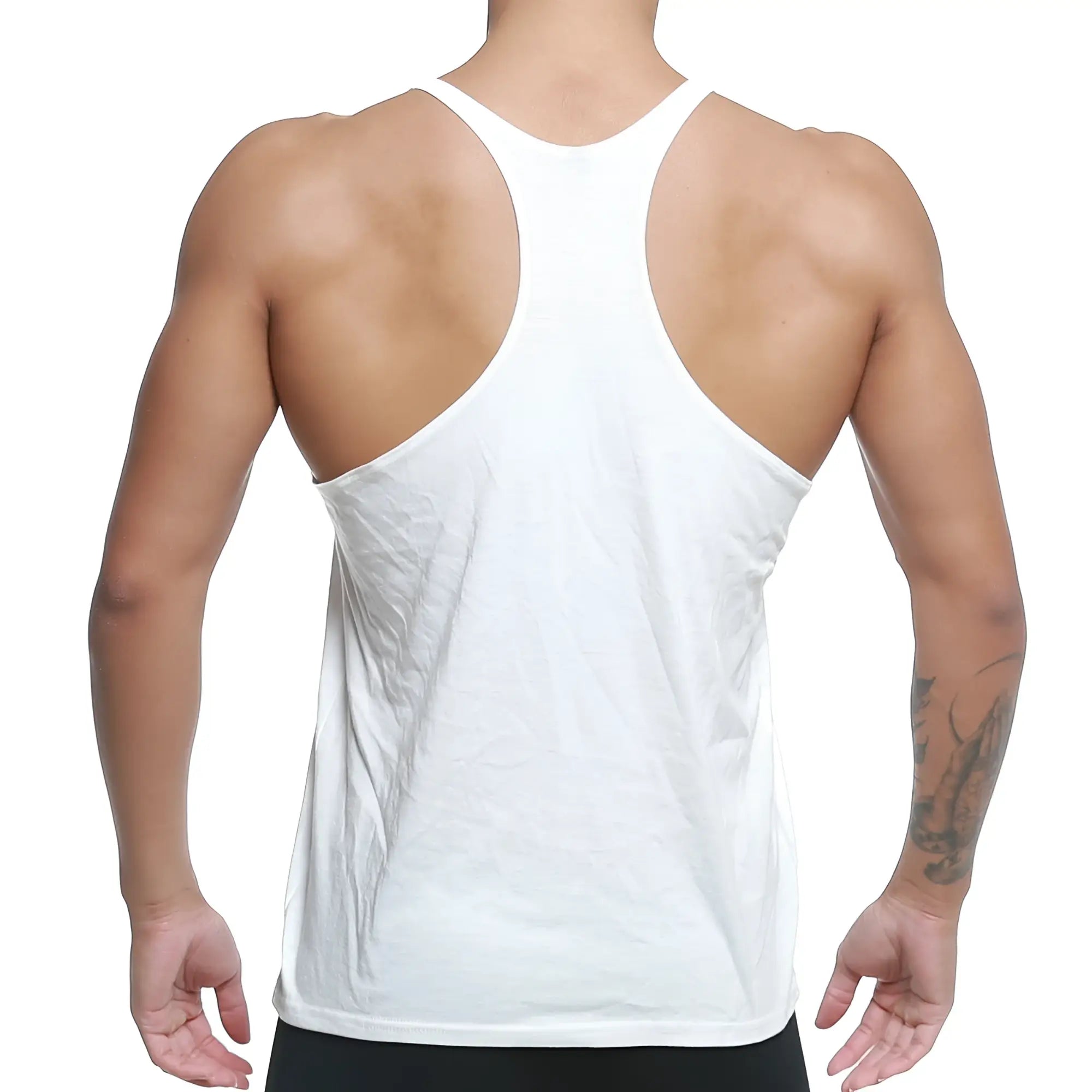 White racerback tank top from MetroMaleWear MetroMuscleWear gym tank top white m1027-00 designed for workouts
