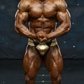 MetroMaleWear Zeus muscle trunk gold shiny metallic briefs with black triangular accents for men