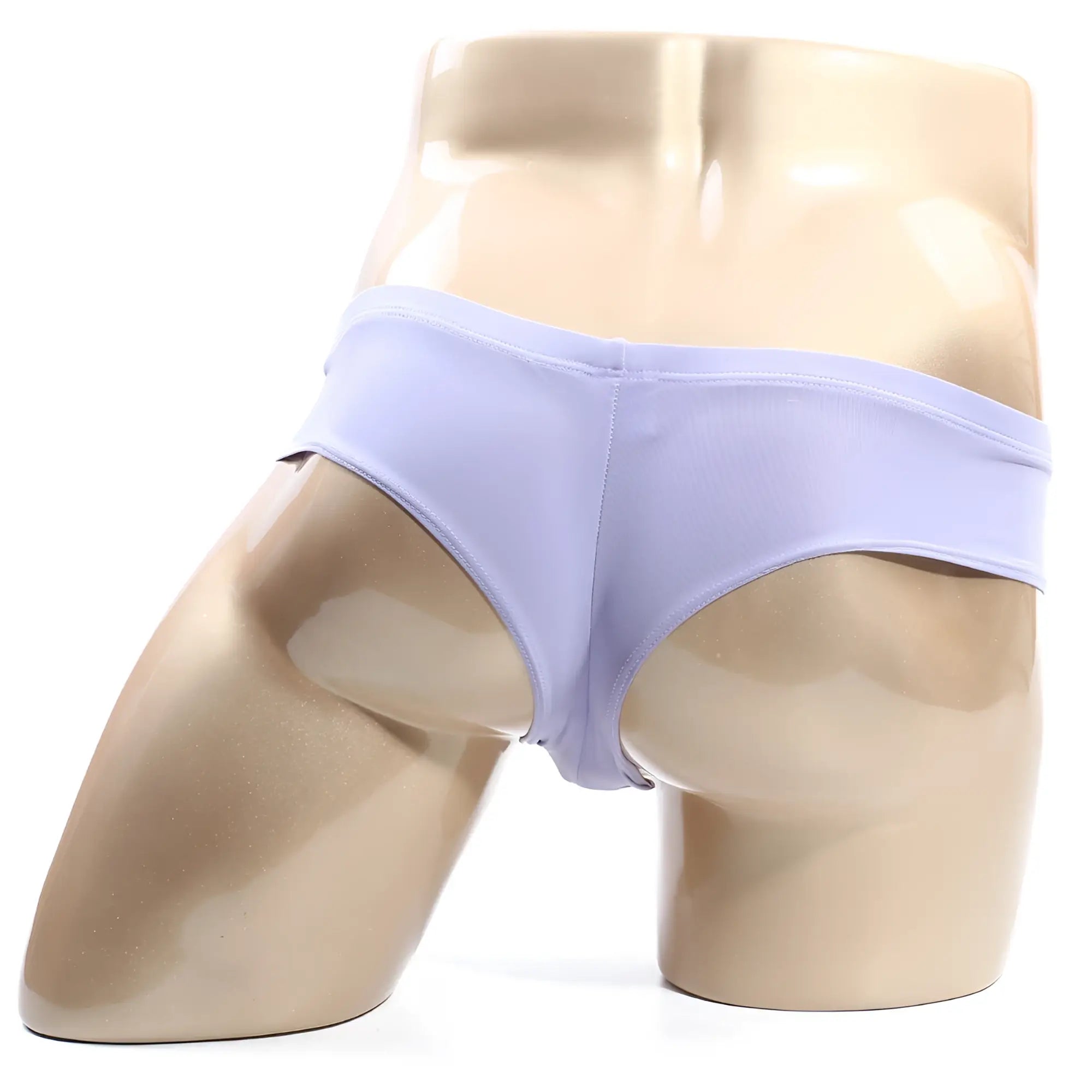Light purple seamless briefs displayed on a mannequin from metromalewear micro cheek lilac 2027-19 collection