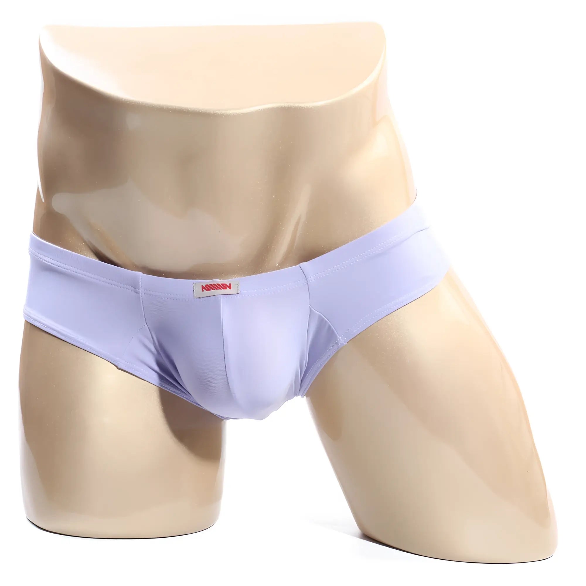 MetroMaleWear micro cheek lilac men’s briefs in light purple with smooth texture and subtle elastic waistband with red tag