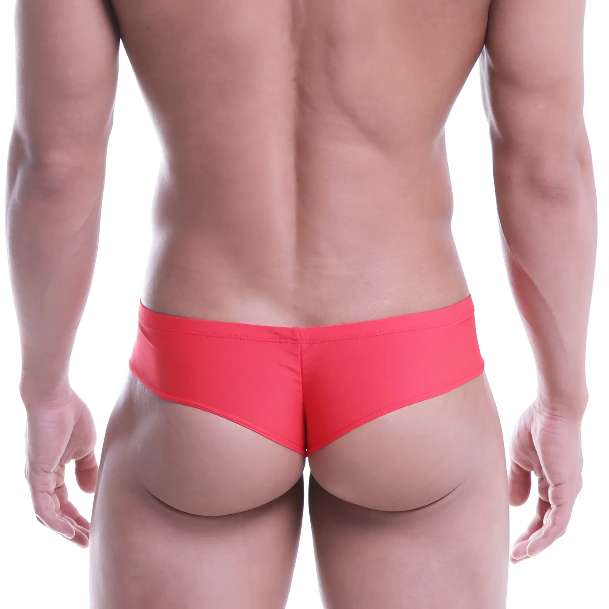 Bright red sleek form-fitting swim trunks metroMalewear micro cheek red 2027-12 designed for swimwear use
