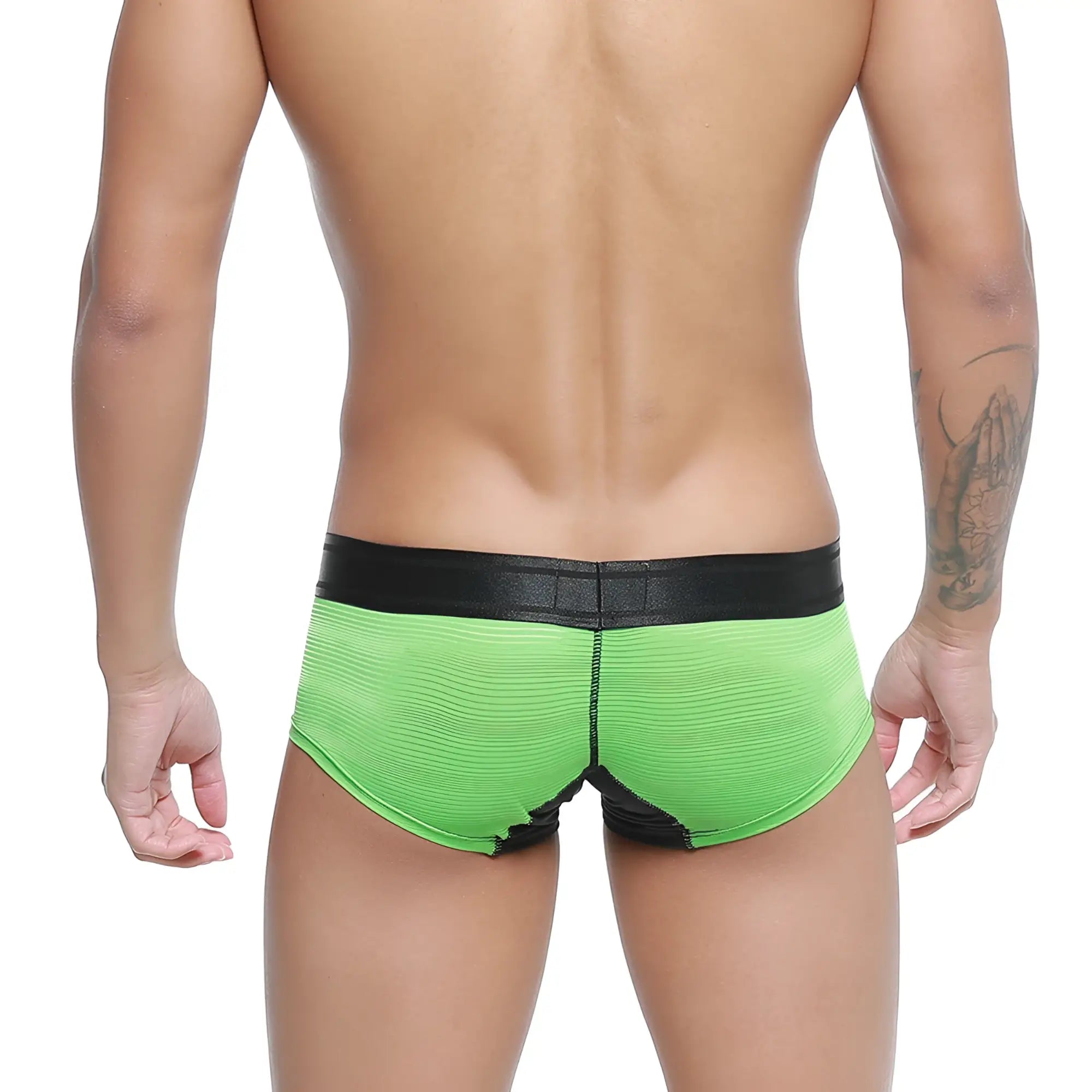 Metro male wear micro mini boxer green 7013-07 bright green textured briefs with black waistband and trim