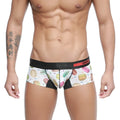 White briefs with colorful macaron and sprinkle pattern and black adidas logo waistband metro malewear micro mini boxer
