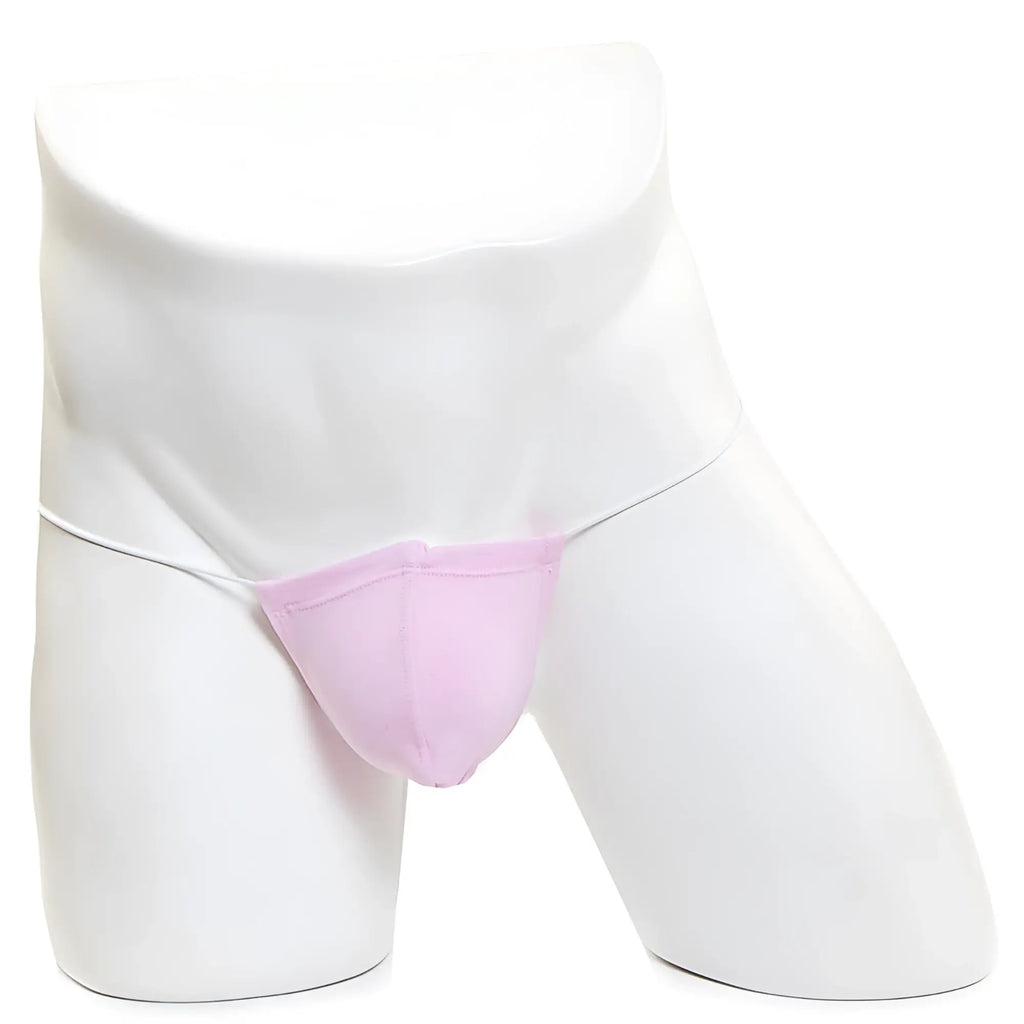 Pink microfiber cotton jockstrap by MetroMaleWear displayed on a white mannequin for comfortable wear