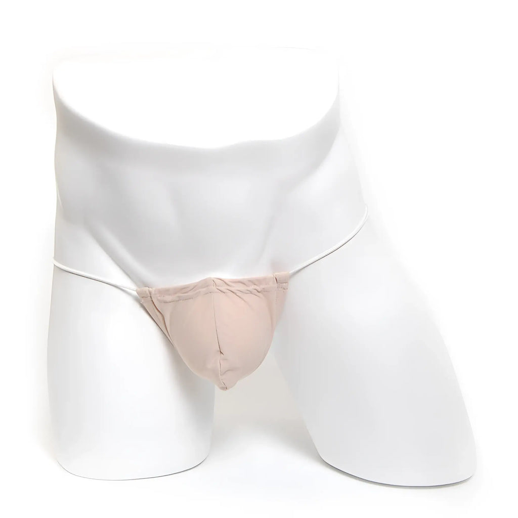 Beige nylon jockstrap with supportive contoured design from MetroMaleWear microfiber g skin 2015-05 collection