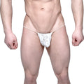 White lace thong with thin straps made of microfiber by MetroMaleWear model 2015-50 in white color