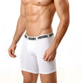 White men’s boxer briefs with a black aviny logo band metroMalewear mid boxer crystal 10 inch 2023-00