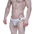 White mesh briefs with black logo waistband metro male wear mild bikini 5103-m66 front view